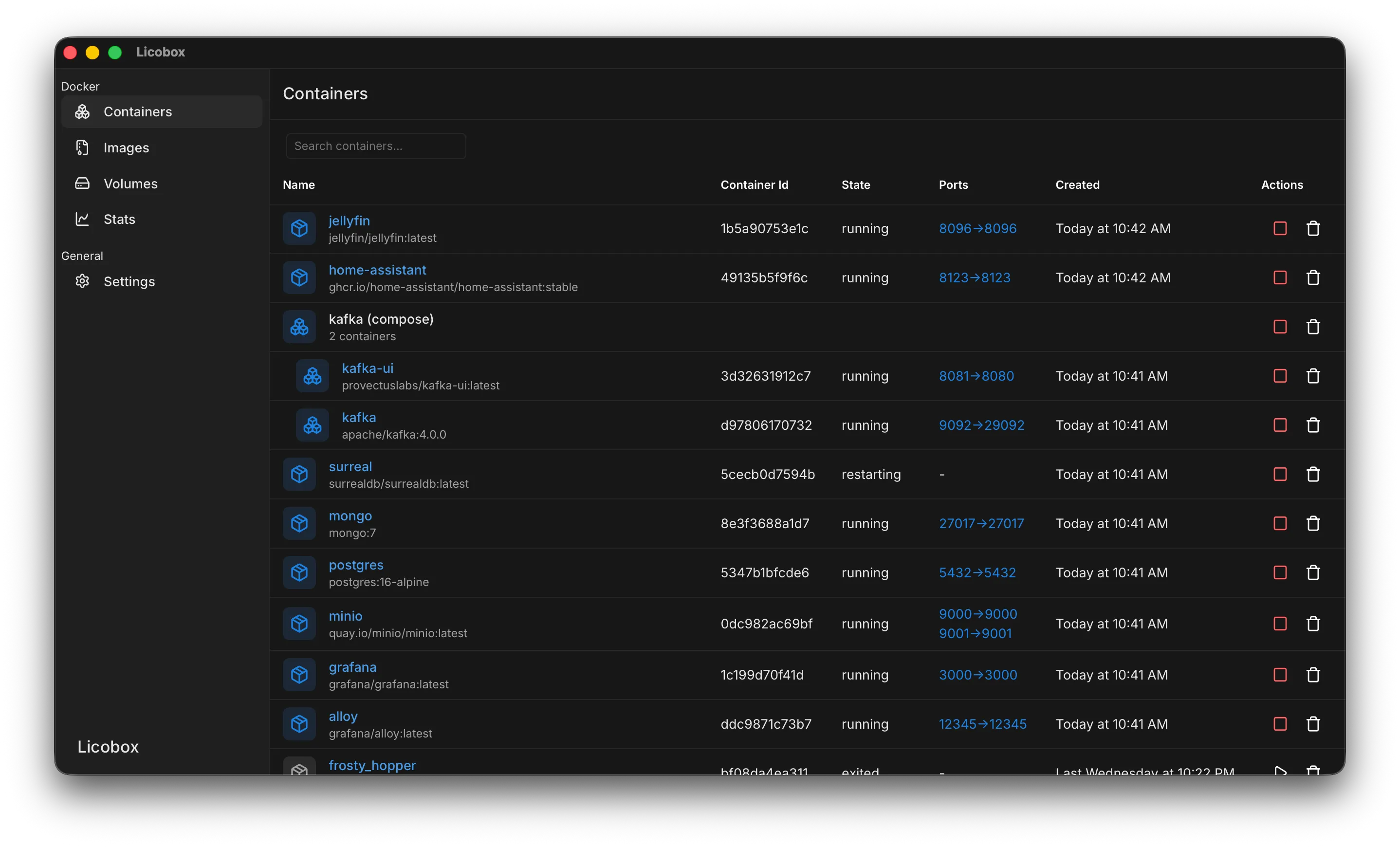 Docker containers.