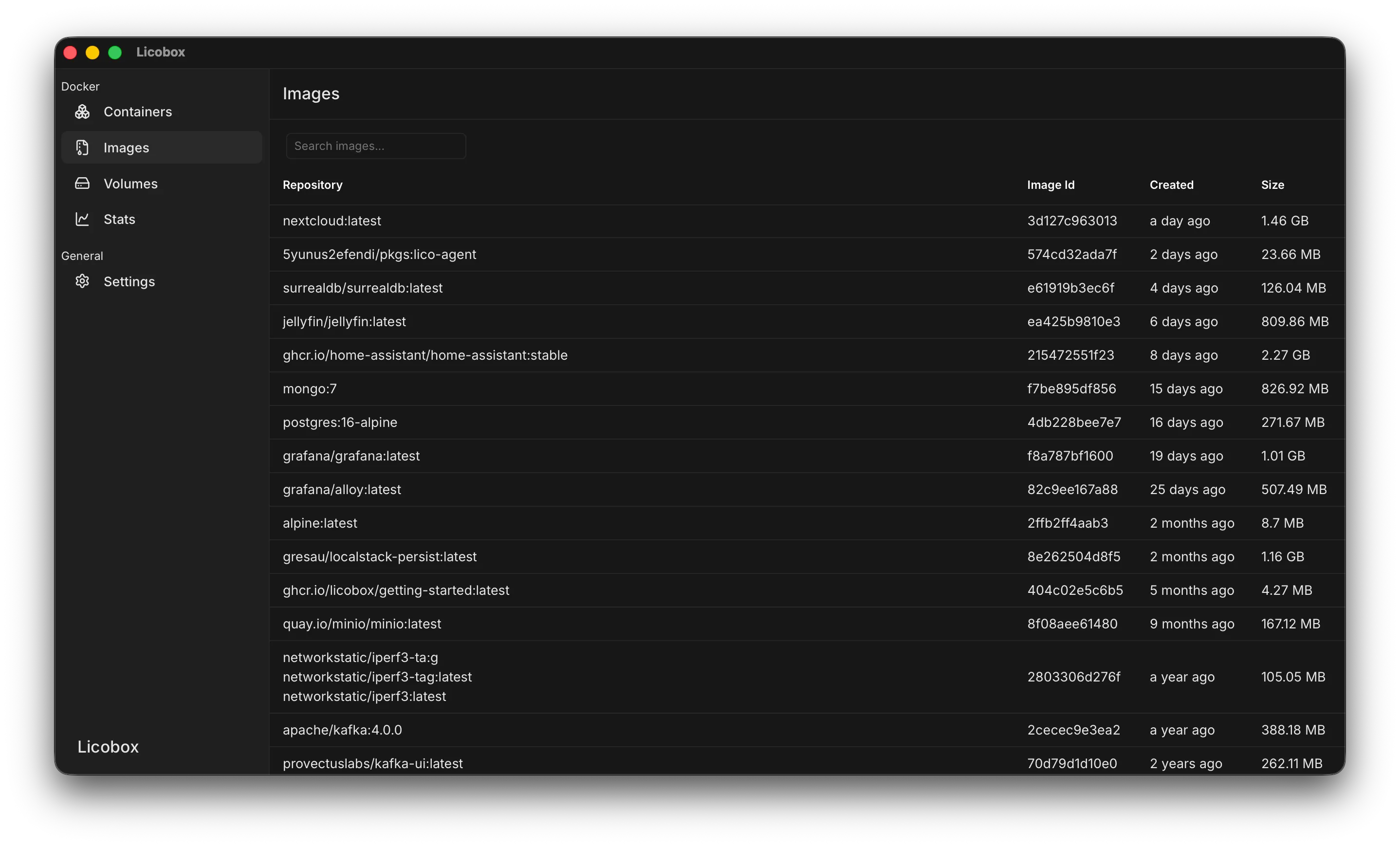 Docker images.