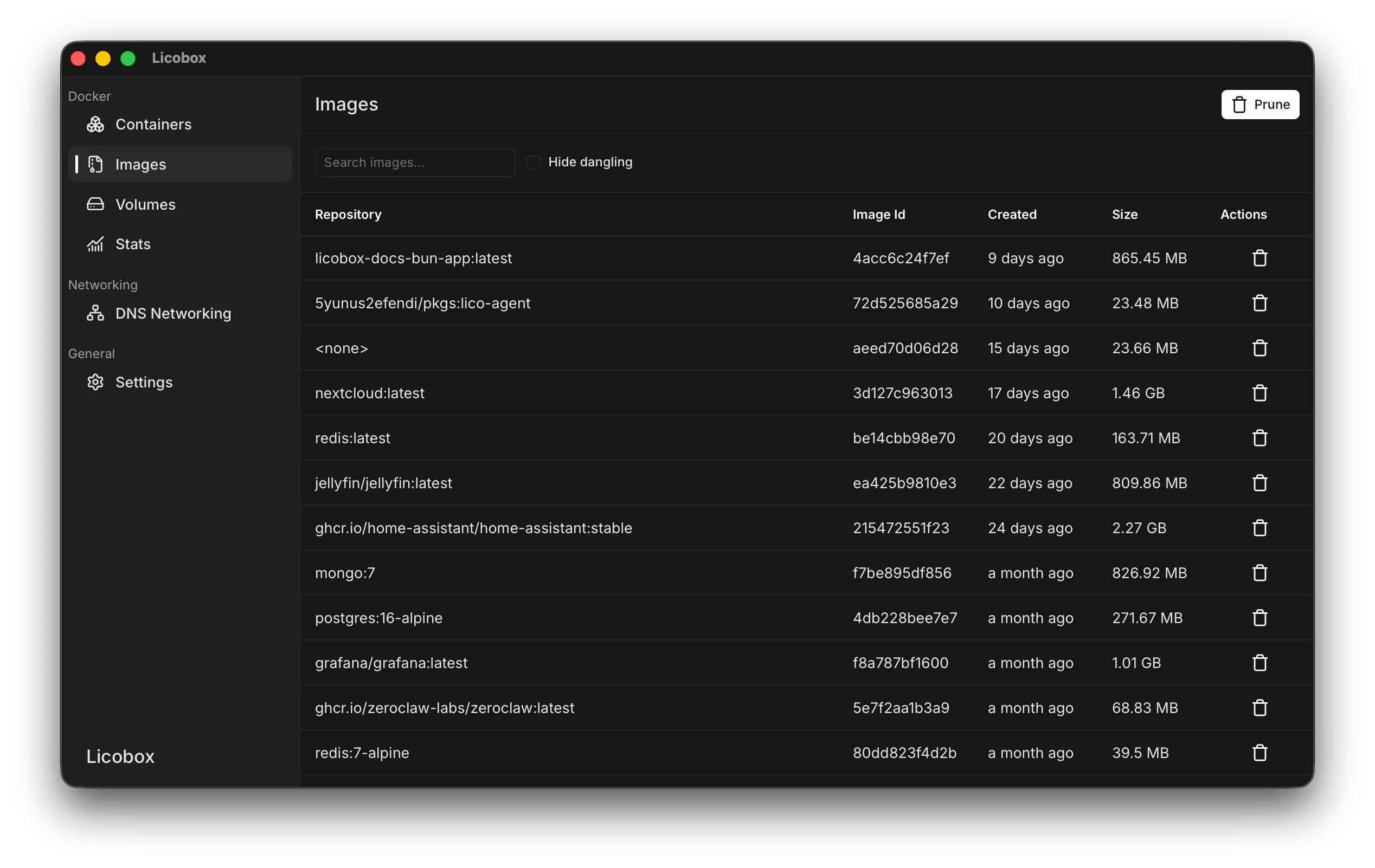 Docker images.