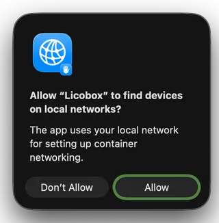 Local network popup permission.